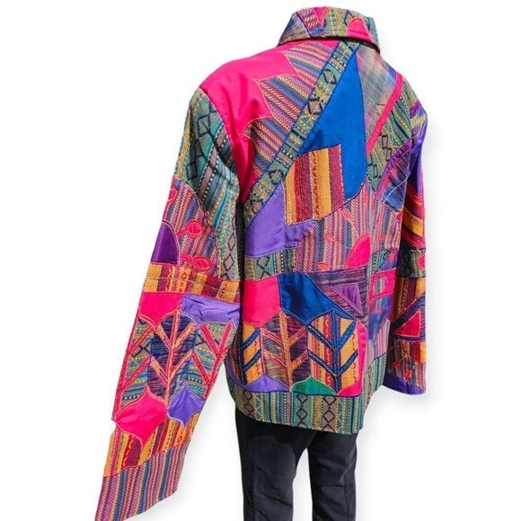 Shannon Anthony Vintage Embroidered Beaded Colourful Patchwork Jacket XLarge - Picture 11 of 11